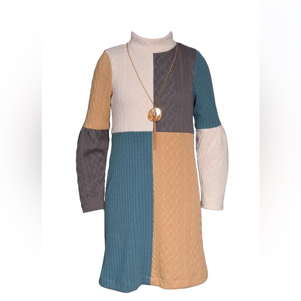Bonnie Jean
Big Girls Mock Neck Color Blocked with Textured Cable Knit Fabric